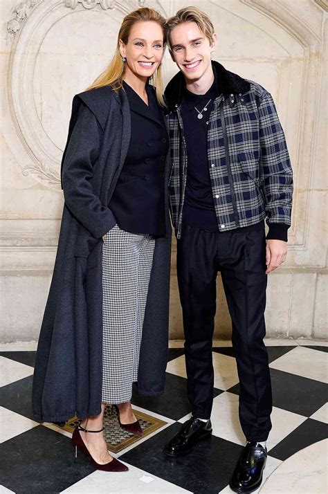 Uma Thurman Attends Fashion Show with Son Levon 